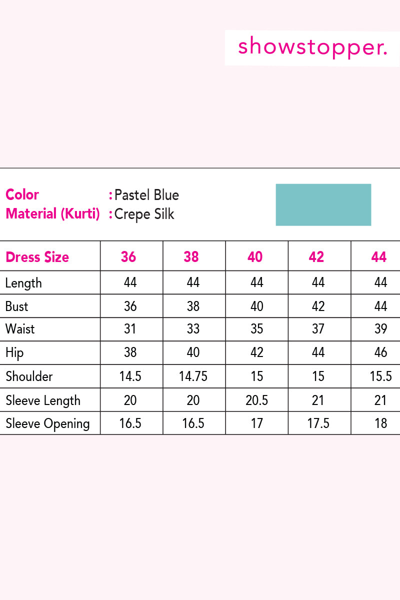 Showstopper Pastel Blue Crepe Silk Kurti Women 1222 000082