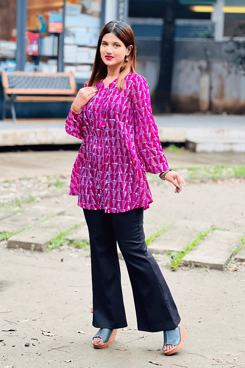 Showstopper Magenta Wrap Loose Fitted Tops 0525 000399