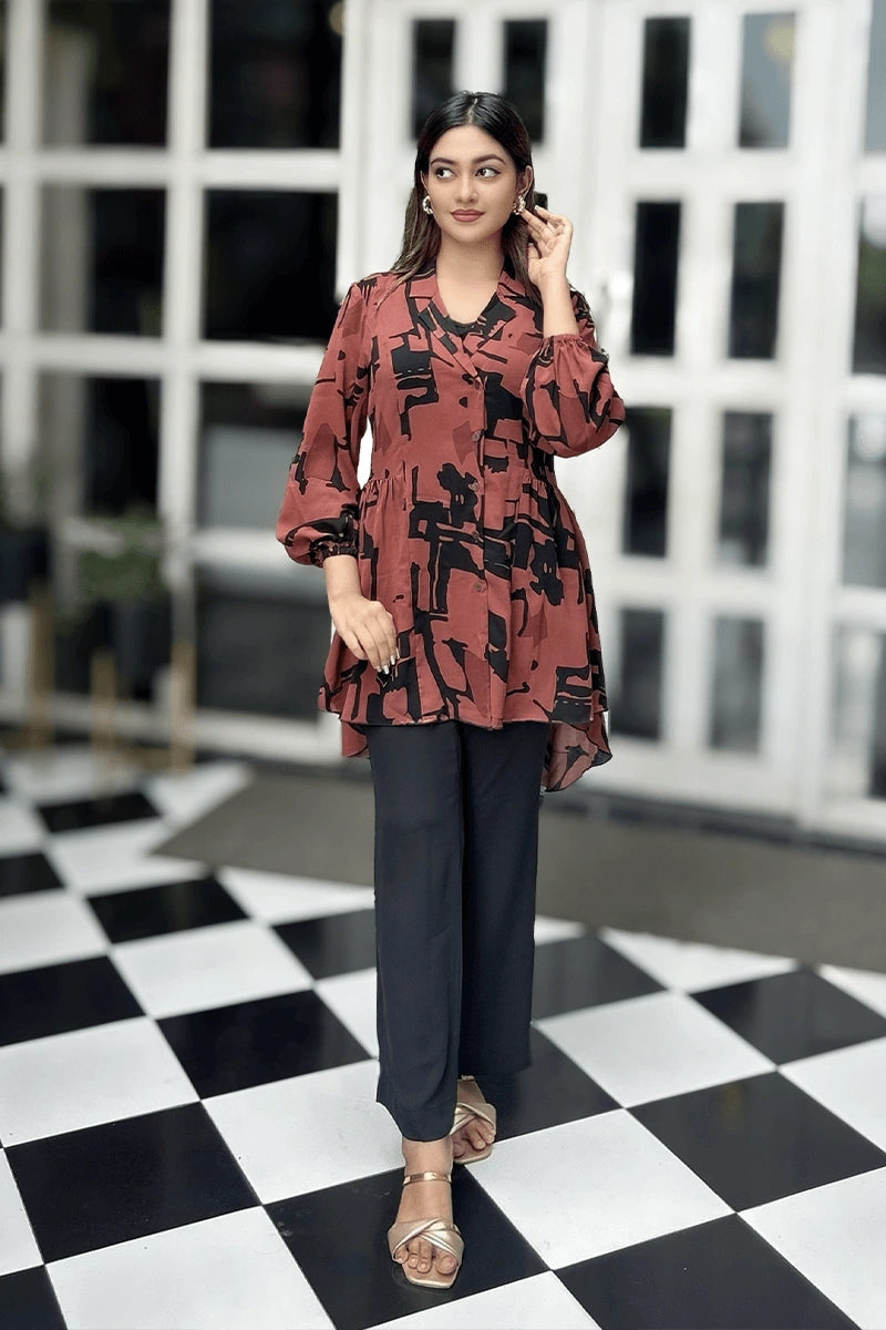 Showstopper Cocoa Petal Luxe Loose Fitted Co-ord Set 1224 000365