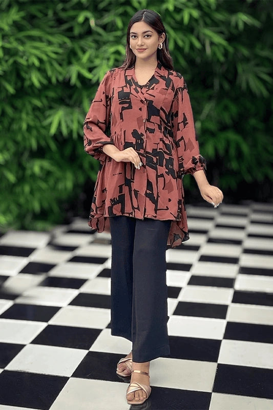 Showstopper Cocoa Petal Luxe Loose Fitted Co-ord Set 1224 000365