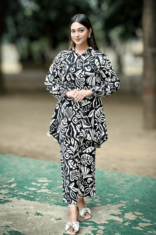 Showstopper Noir Leaf Loose Fitted Co-ord Set 1224 000367