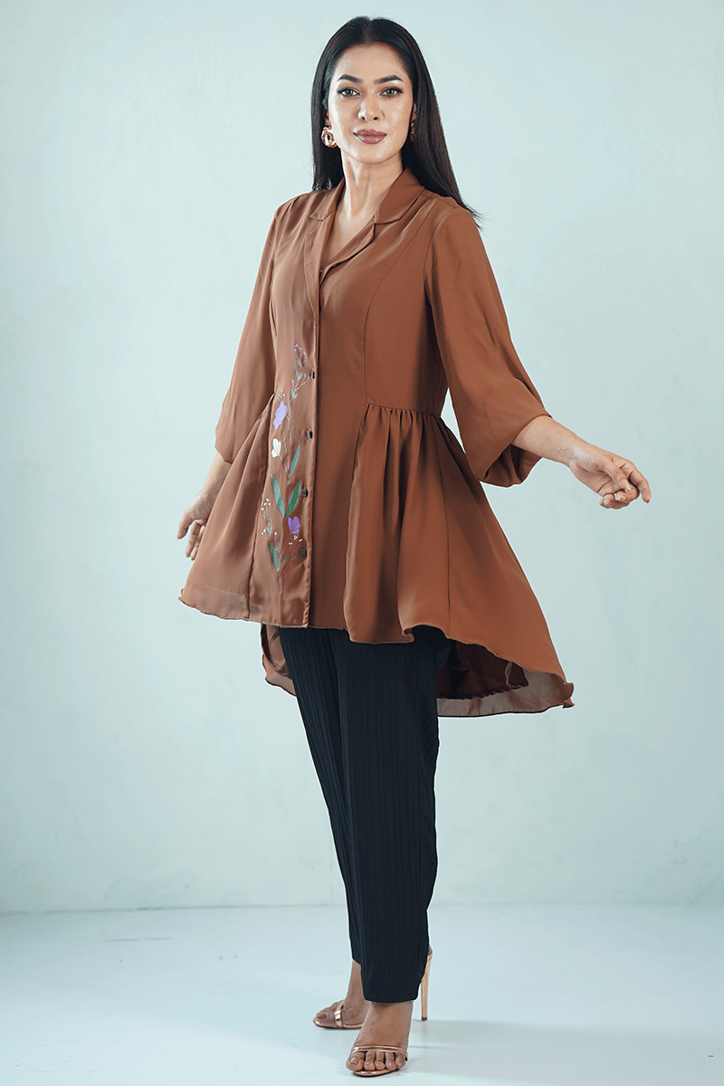 Showstopper Cocoa Petal Luxe Tunic Kurti 1224 000348