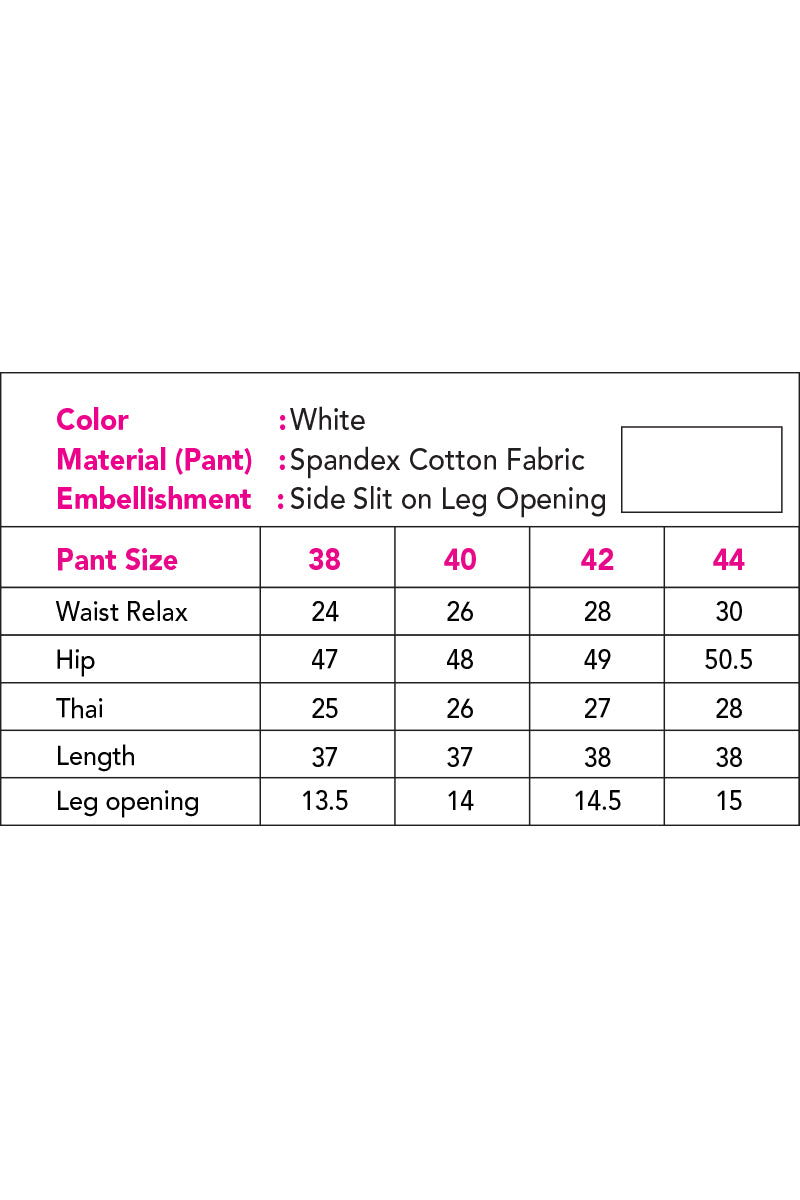 Showstopper White Spandex Cotton Fabric Straight Pant Women 0523 000187