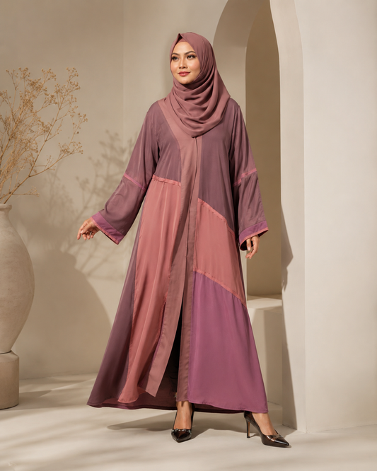 Hiba Mauve Cherry Georgette Abaya Women 0224 000258