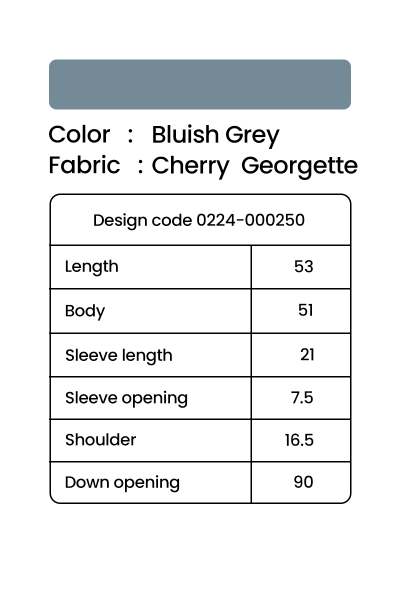 Hiba Bluish Grey Cherry Georgette Abaya Women 0224 000250 - showstopperbd.com