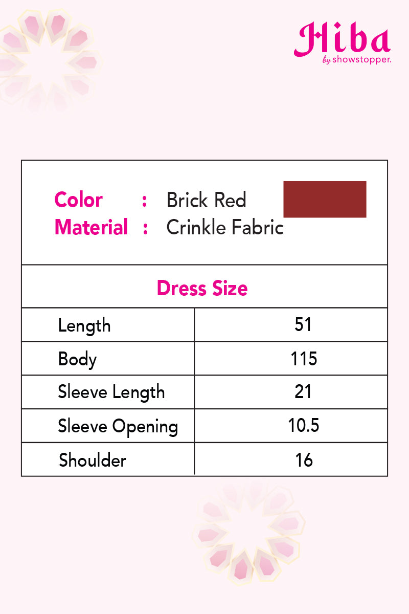 Hiba Brick Red Crinkle Fabric Abaya Women 0223 000144 - showstopperbd.com