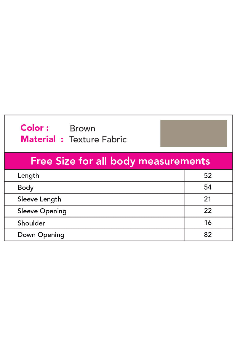Hiba Brown texture Fabric Abaya Women 0723 000207 - showstopperbd.com