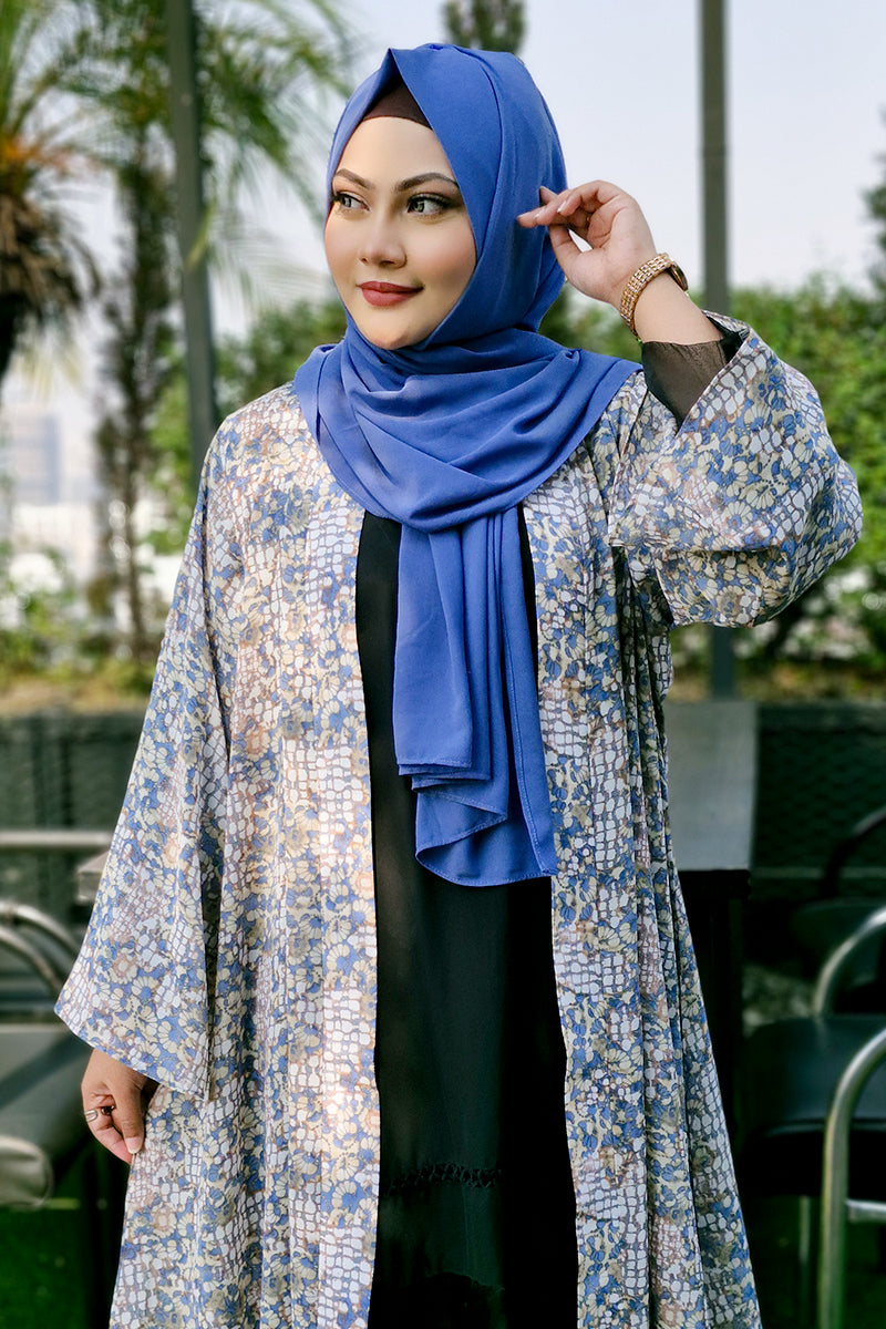 Hiba Brown texture Fabric Abaya Women 0723 000207