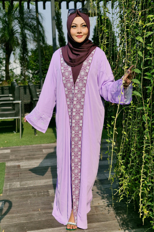 Hiba Lavender Cherry Georgette Abaya Women 0224 000264