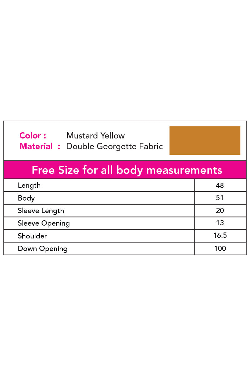 Hiba Mustard Yellow double georgette fabric Shrug Women 0823 000228 - showstopperbd.com