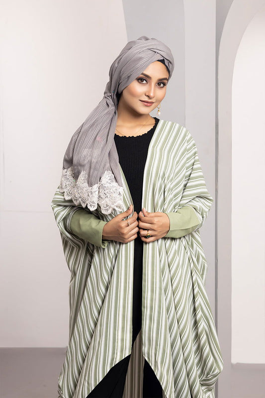 Hiba Olive Cherry Georgette Abaya Women 0223 000147 - showstopperbd.com