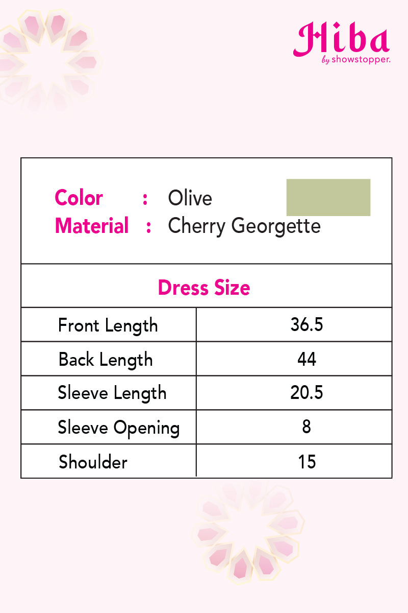 Hiba Olive Cherry Georgette Abaya Women 0223 000147 - showstopperbd.com
