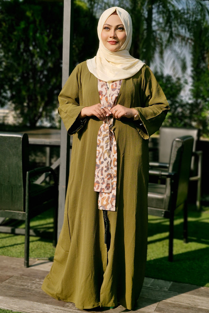 Hiba Olive Green Crepe Georgette Shrug Women 0823 000225