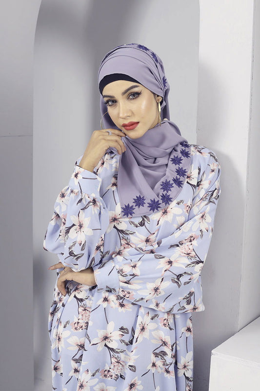 Hiba Powder Blue Cherry Georgette Abaya Women 1122 000065 - showstopperbd.com