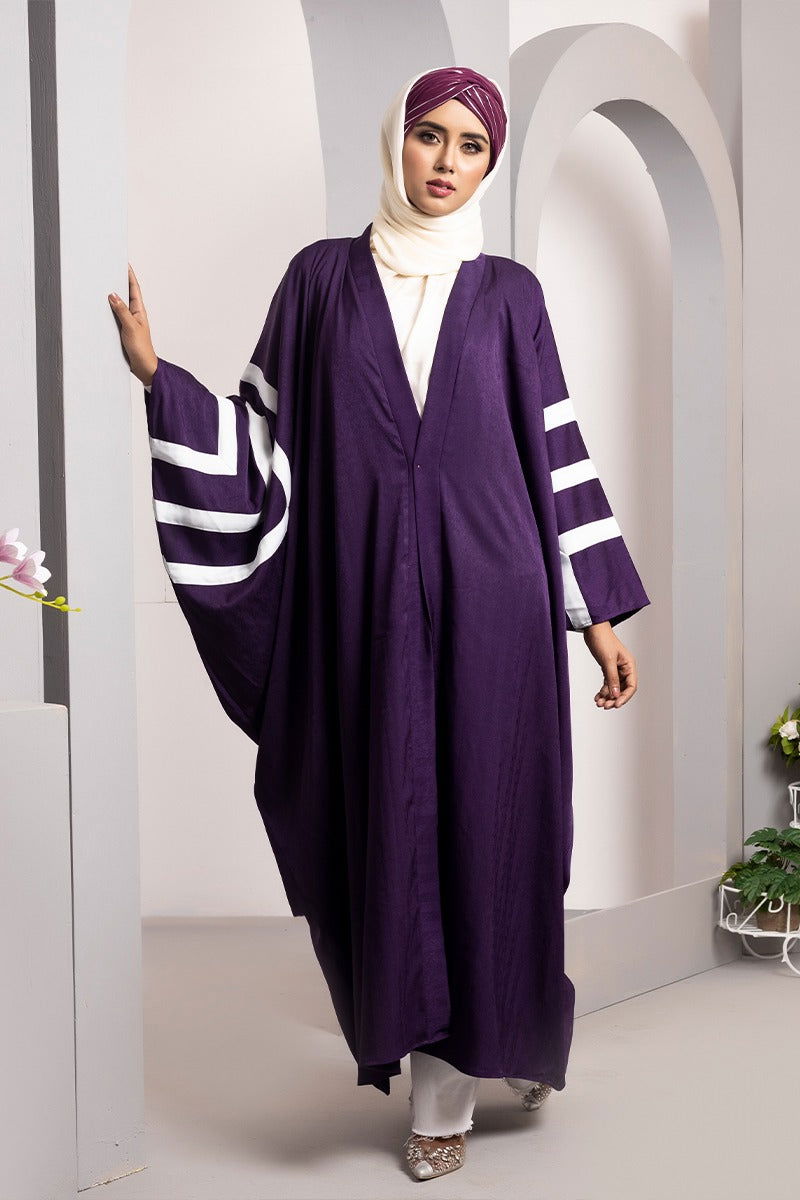Hiba Purple Texture Georgette Abaya Women 0223 000151 - showstopperbd.com