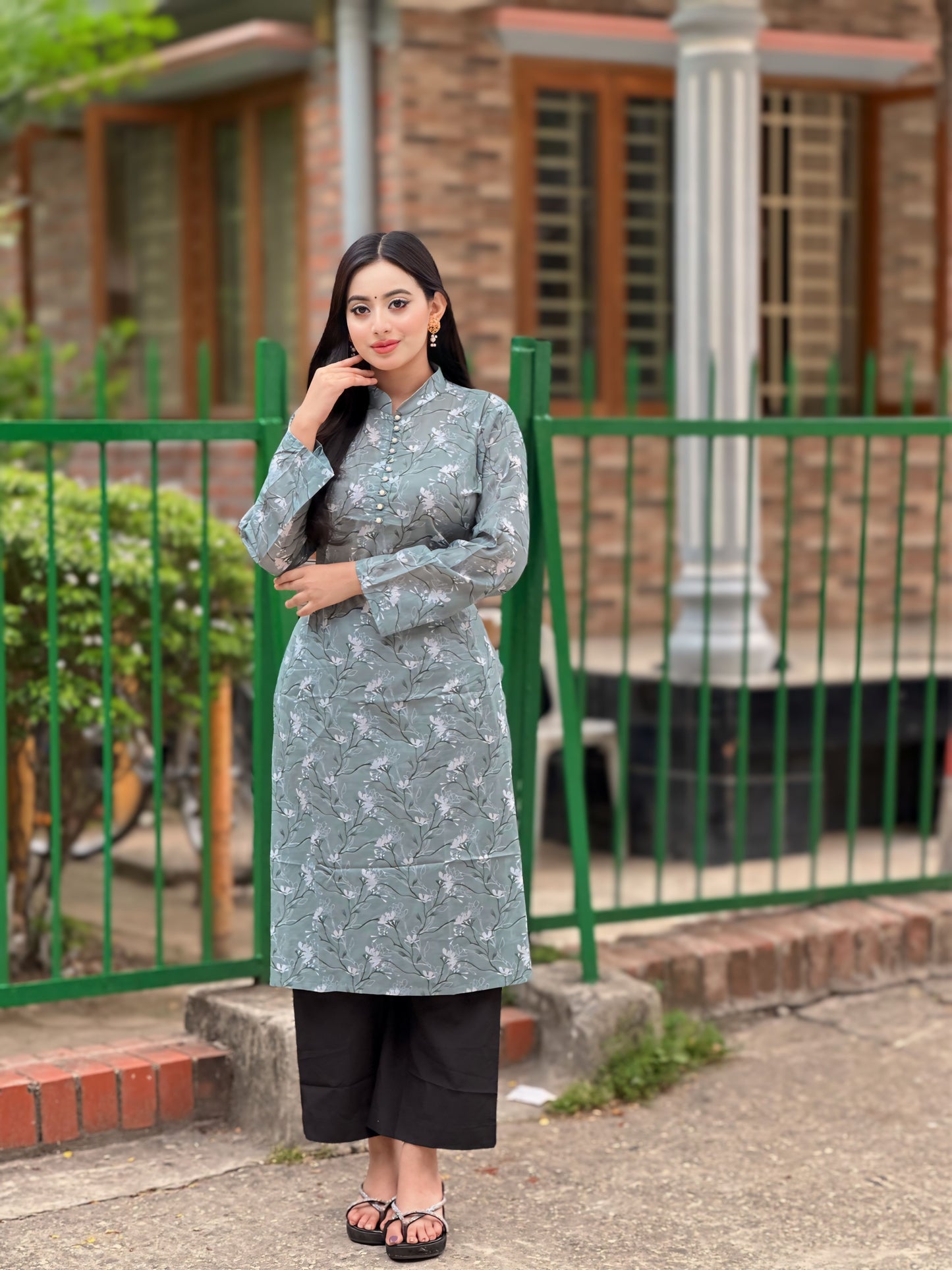 Showstopper Pastel Green Cotton Kurti Women 1123 000241