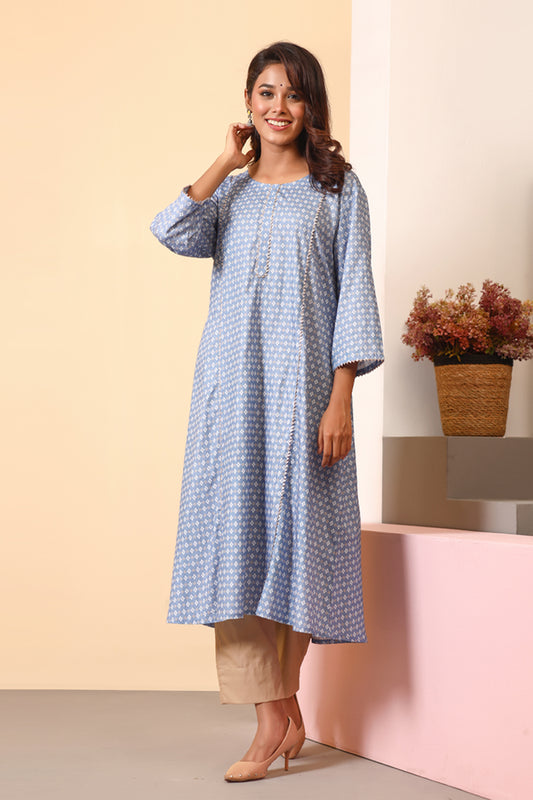 Showstopper Sky Blue Cotton Kurti Women 0523 000167