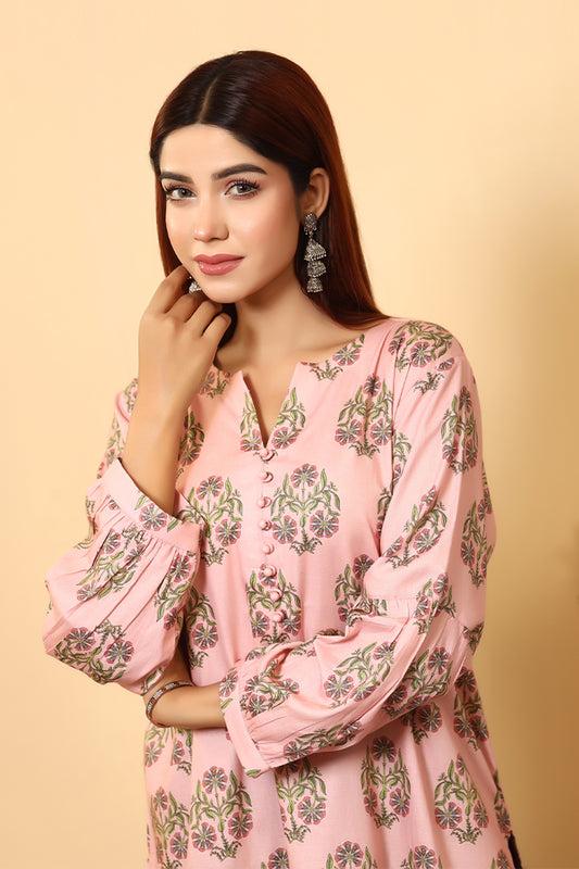 Showstopper Peach Cotton Kurti Women 0523 000173