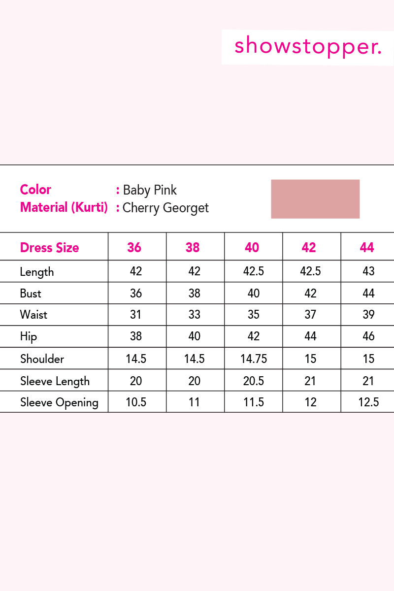 Showstopper Baby Pink Cherry Georgette Kurti Women 0223 000127 - showstopperbd.com