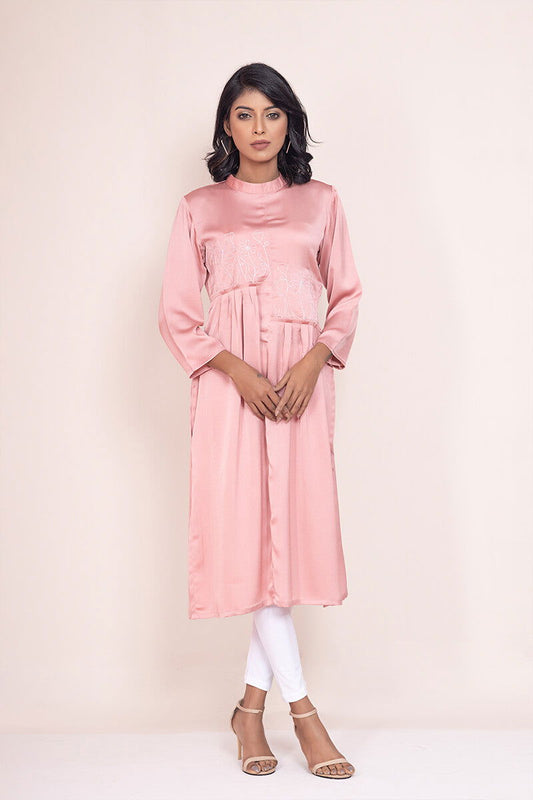 Showstopper Baby Pink Crepe Silk Kurti Women 001 - showstopperbd.com