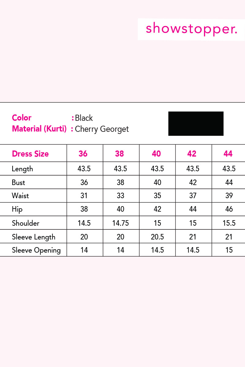 Showstopper Black Cherry Georgette Kurti Women 1122 000080 - showstopperbd.com