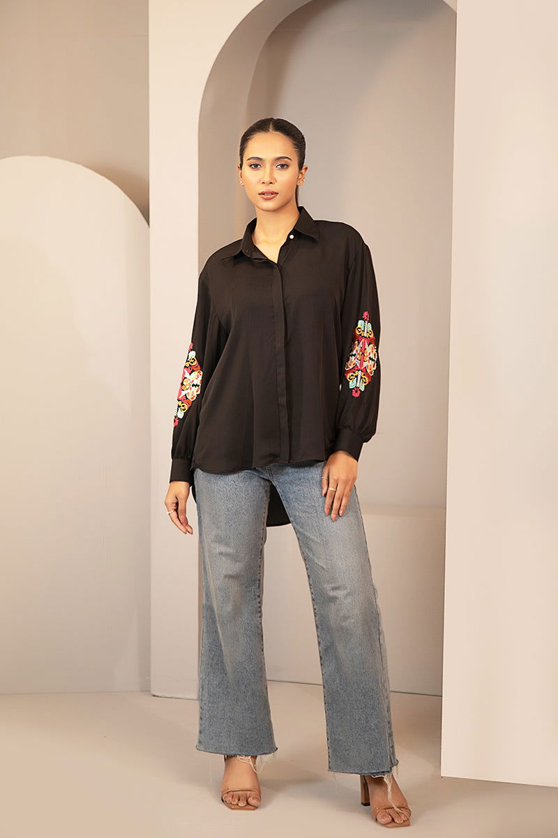 Showstopper Black Cherry georgette Shirt Women 1223 000282 - showstopperbd.com