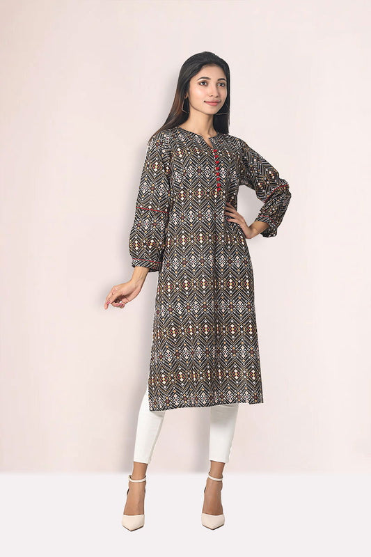 Showstopper Black Straight Cotton Kurti 0823 000229 - showstopperbd.com
