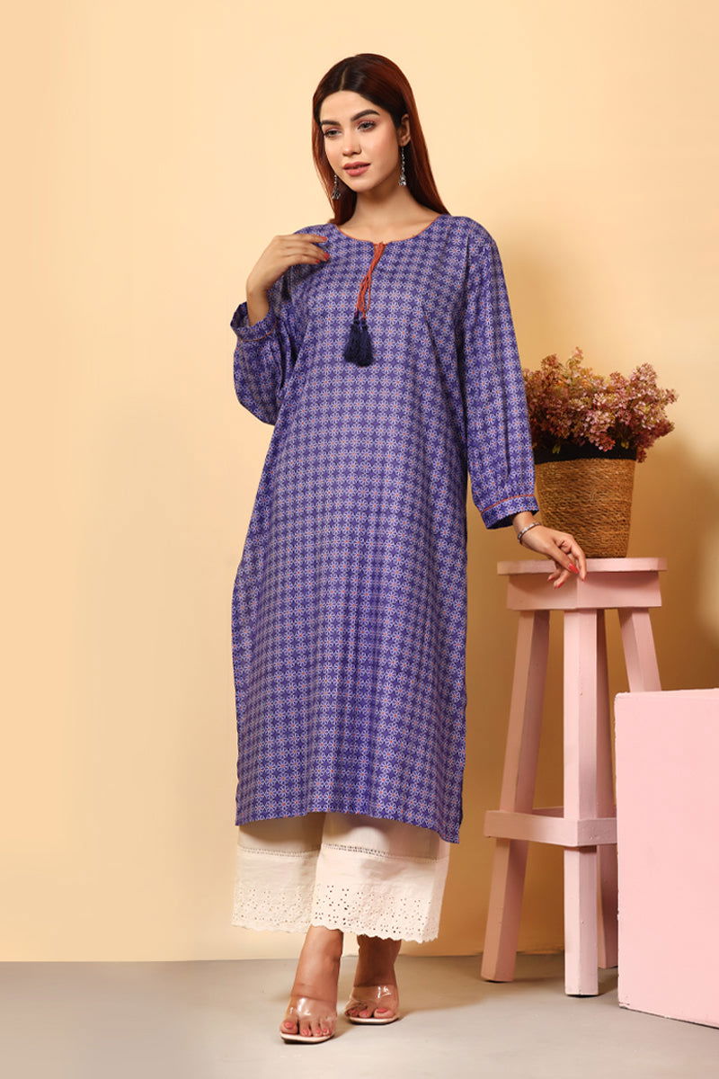 Showstopper Blue Cotton Kurti Women 0523 000172 - showstopperbd.com