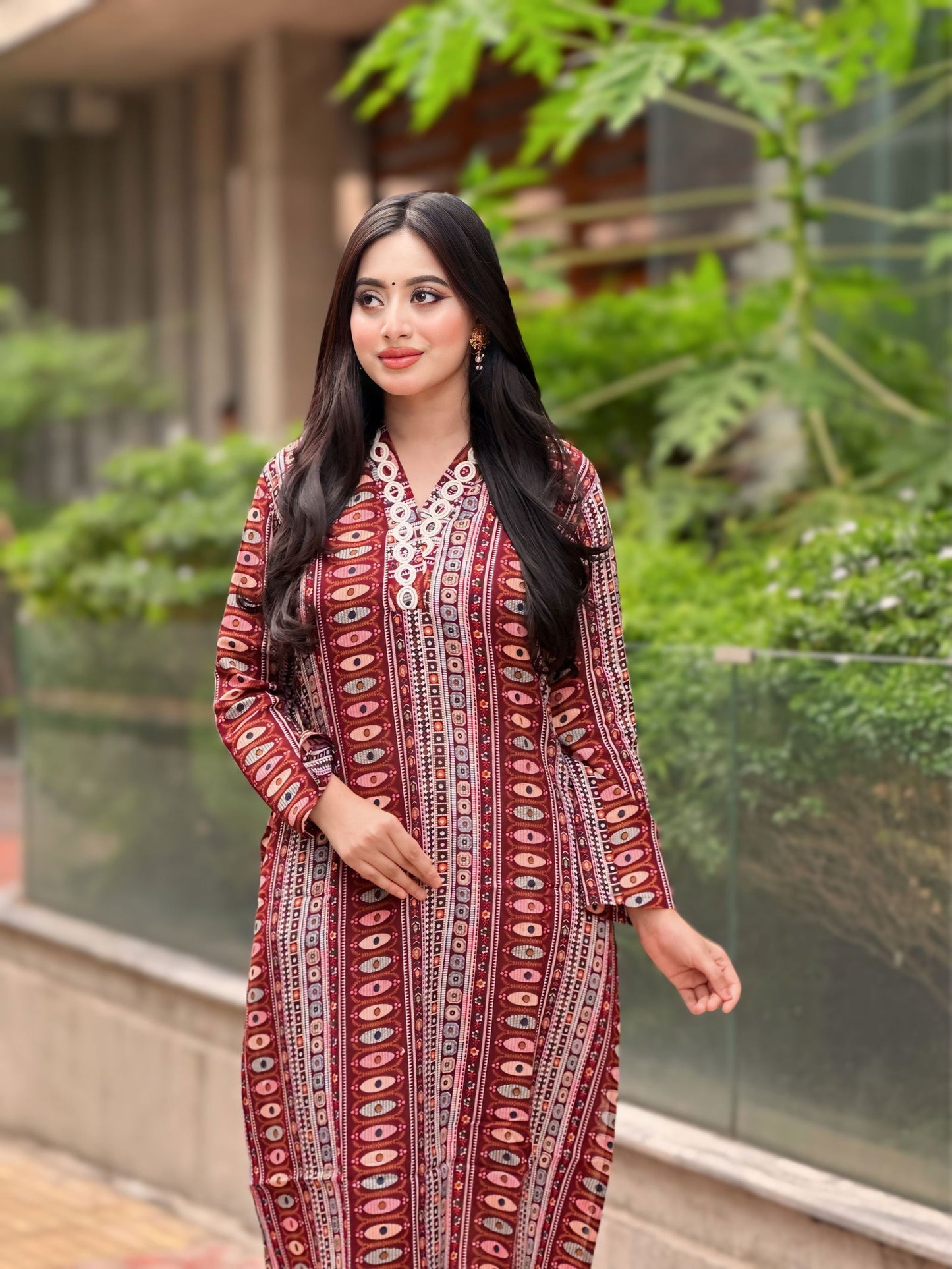 Showstopper Dark Maroon Cotton Kurti Women 0224 000314 - showstopperbd.com
