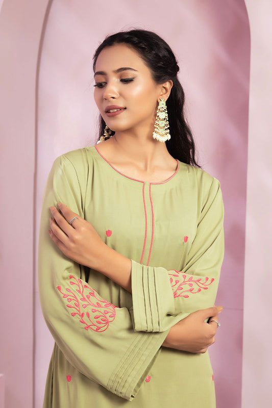 Showstopper Light Green Cherry Georgette Kurti Women 0123 000112 - showstopperbd.com