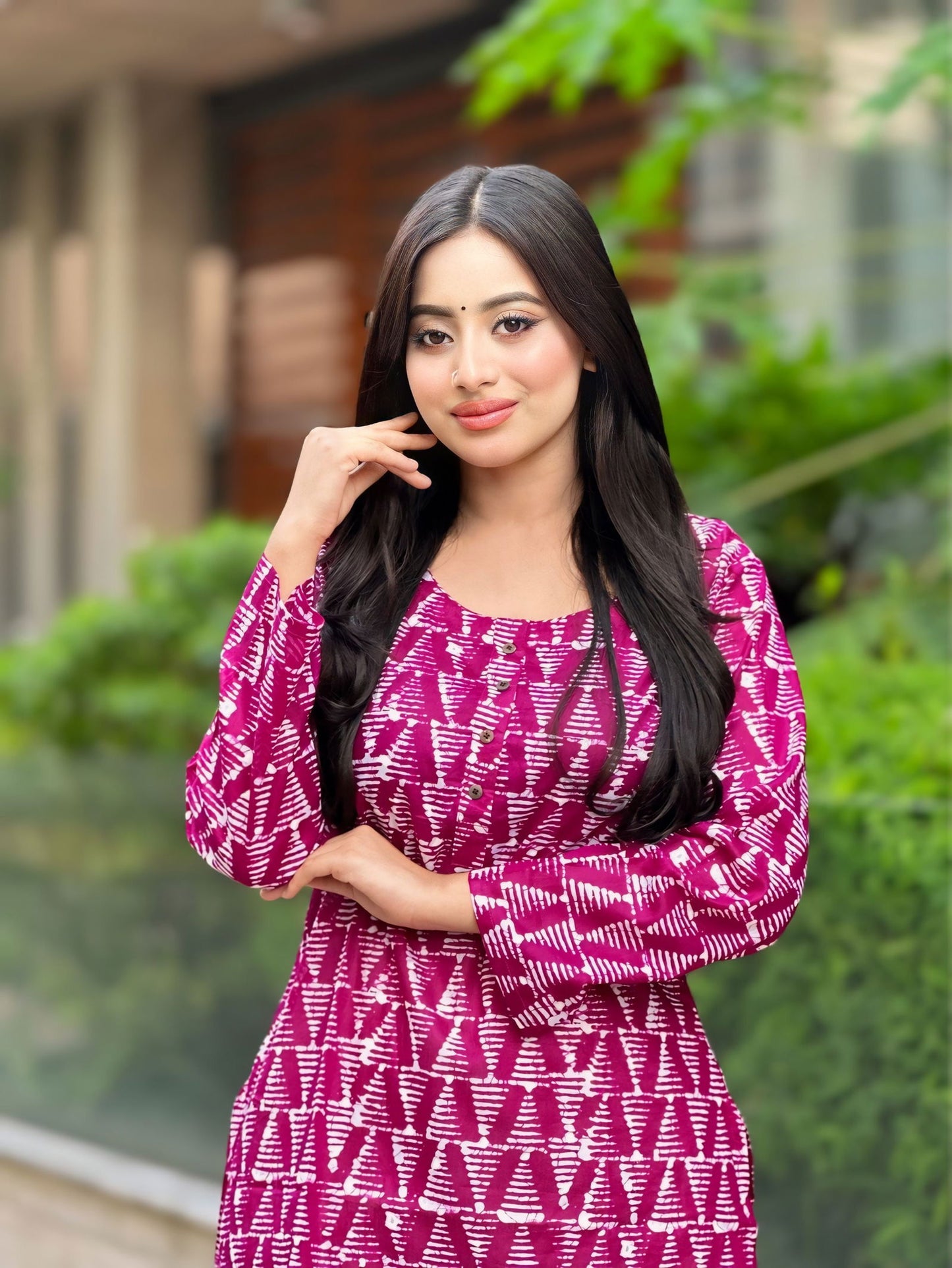 Showstopper Magenta Cotton Kurti Women 0224 000310 - showstopperbd.com