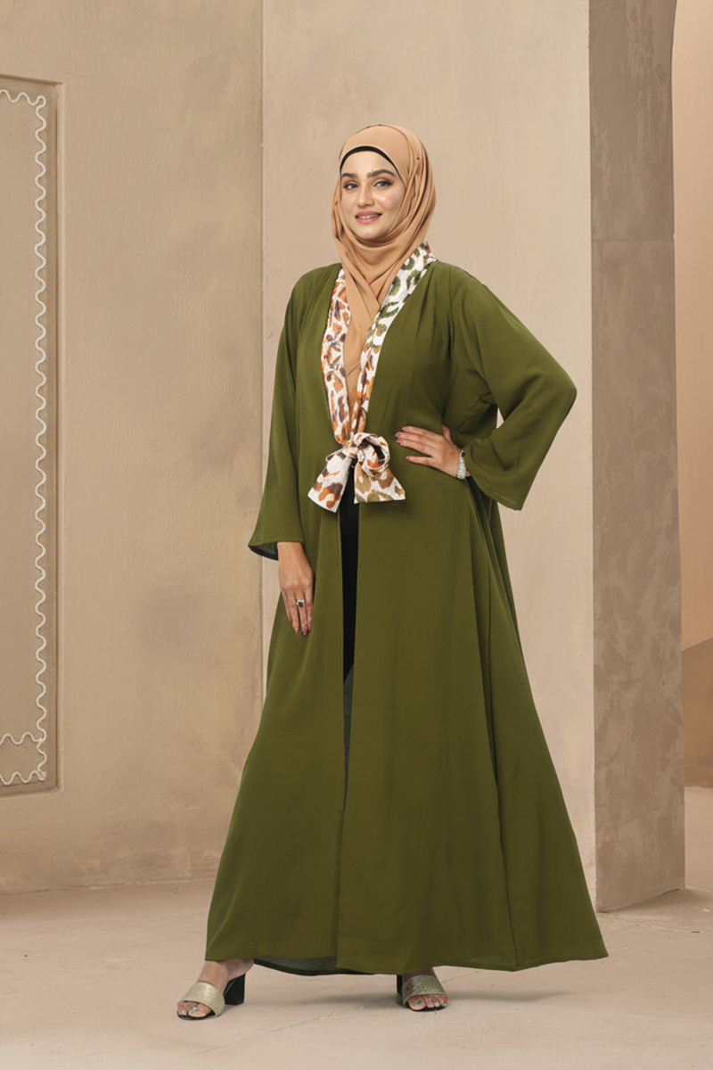 Hiba Olive Green Crepe Georgette Shrug Women 0823 000225