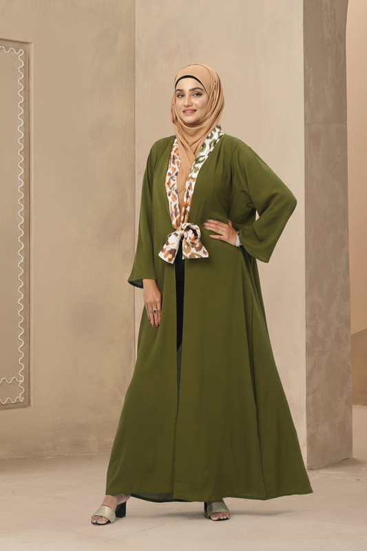 Hiba Olive Green Crepe Georgette Shrug Women 0823 000225
