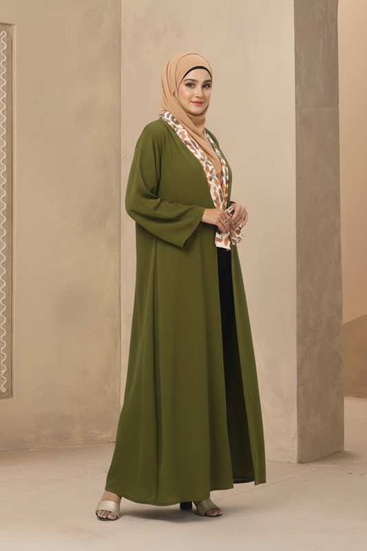 Hiba Olive Green Crepe Georgette Shrug Women 0823 000225