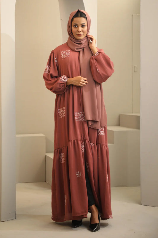 Hiba Punch Pink Cherry Georgette Abaya Women 0224 000266