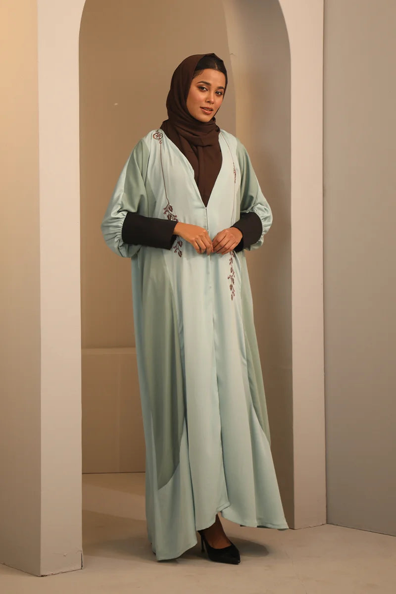 Hiba Pastel Pistachio Cherry Georgette Abaya Women 1223 000288
