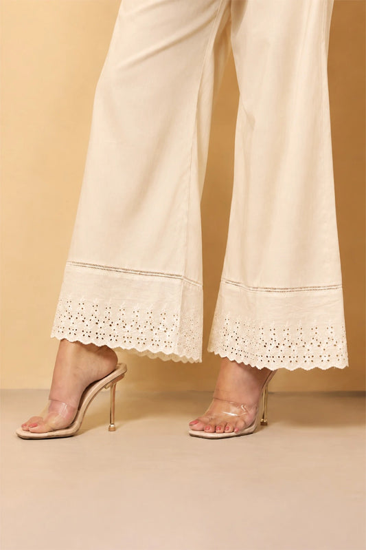 Showstopper Off White Cotton Palazzo Women 0726 000563