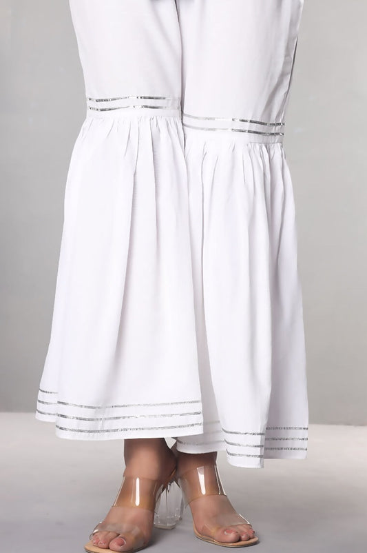 Showstopper White Cashmilon Fabric Sharara Pant Women P04