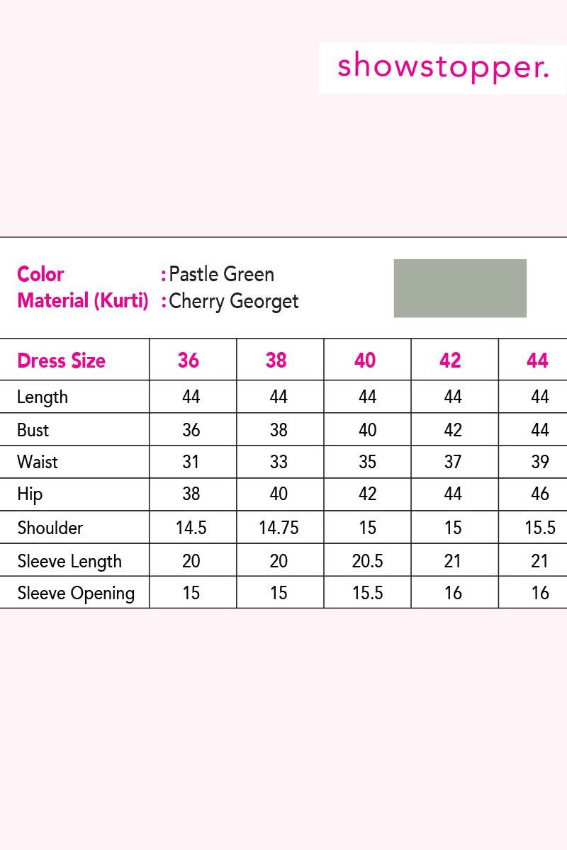 Showstopper Pastel Green Cherry Georgette Kurti Women 0223 000130