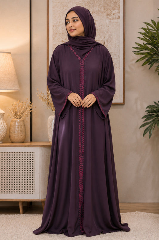 Hiba Majestic Royal Purple Abaya 0726 000556