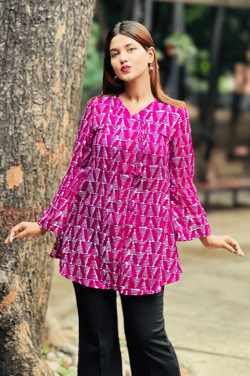Showstopper Magenta Wrap Loose Fitted Tops 0525 000399