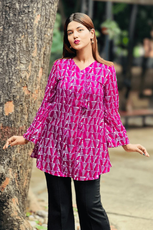 Showstopper Magenta Wrap Loose Fitted Tops 0525 000399