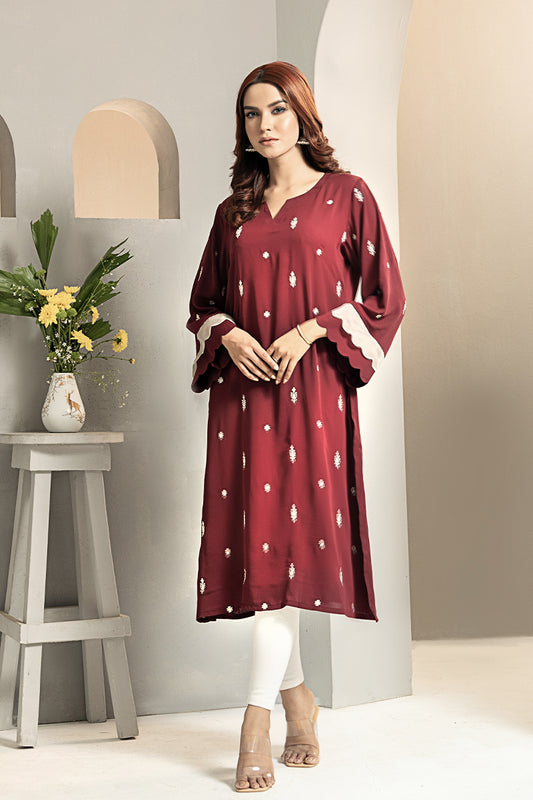 Showstopper Maroon Cherry Georgette Kurti Women 1223 000289