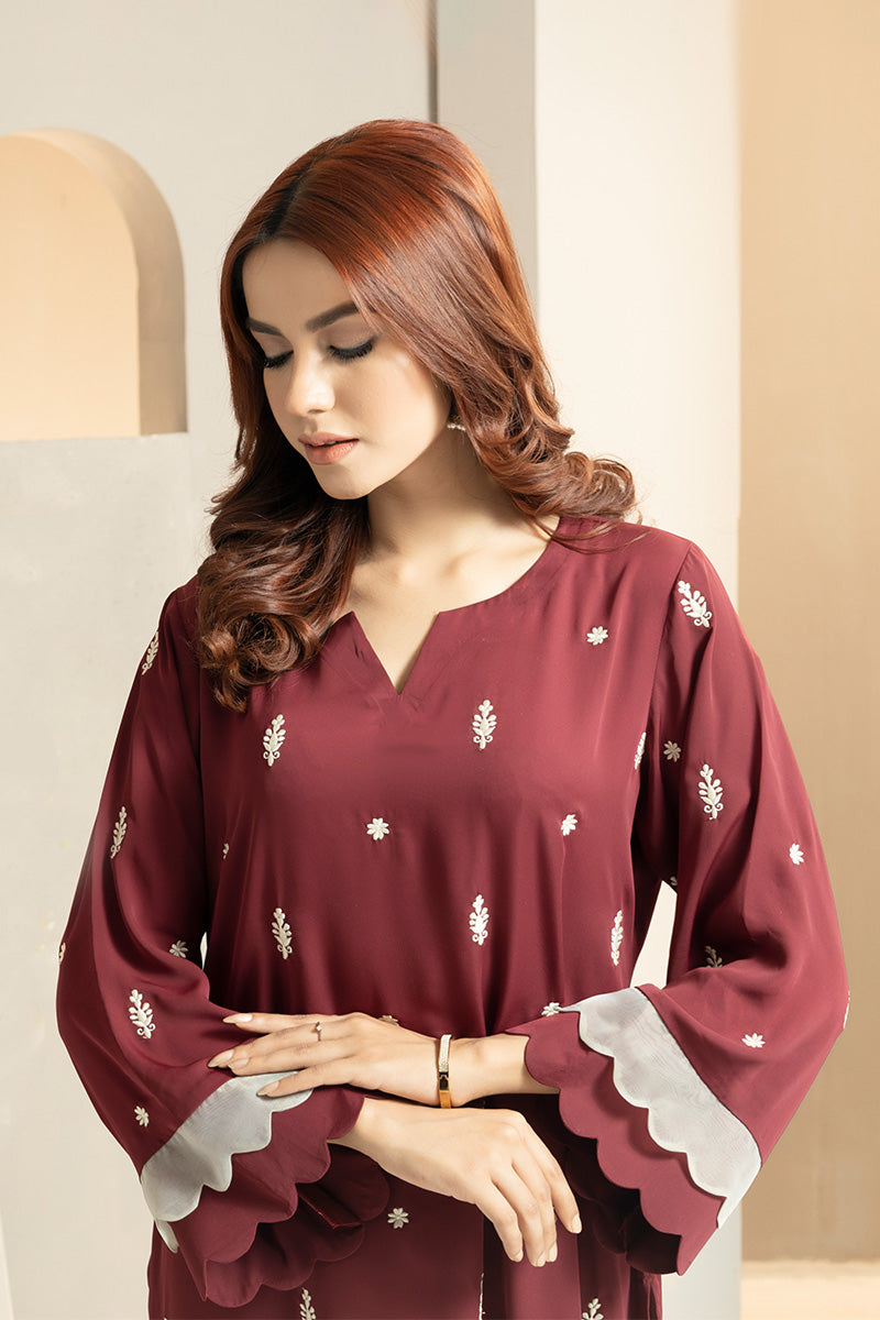 Showstopper Maroon Cherry Georgette Kurti Women 1223 000289