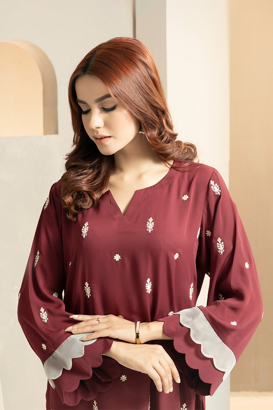 Showstopper Maroon Cherry Georgette Kurti Women 1223 000289