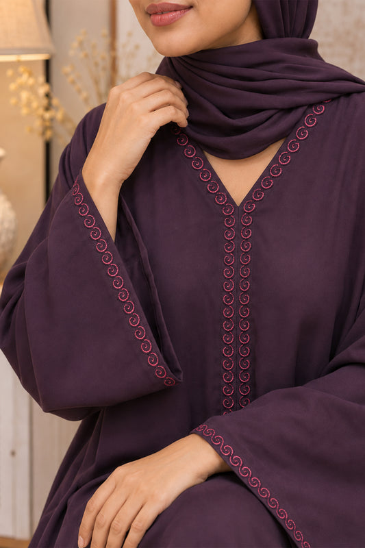 Hiba Majestic Royal Purple Abaya 0726 000556