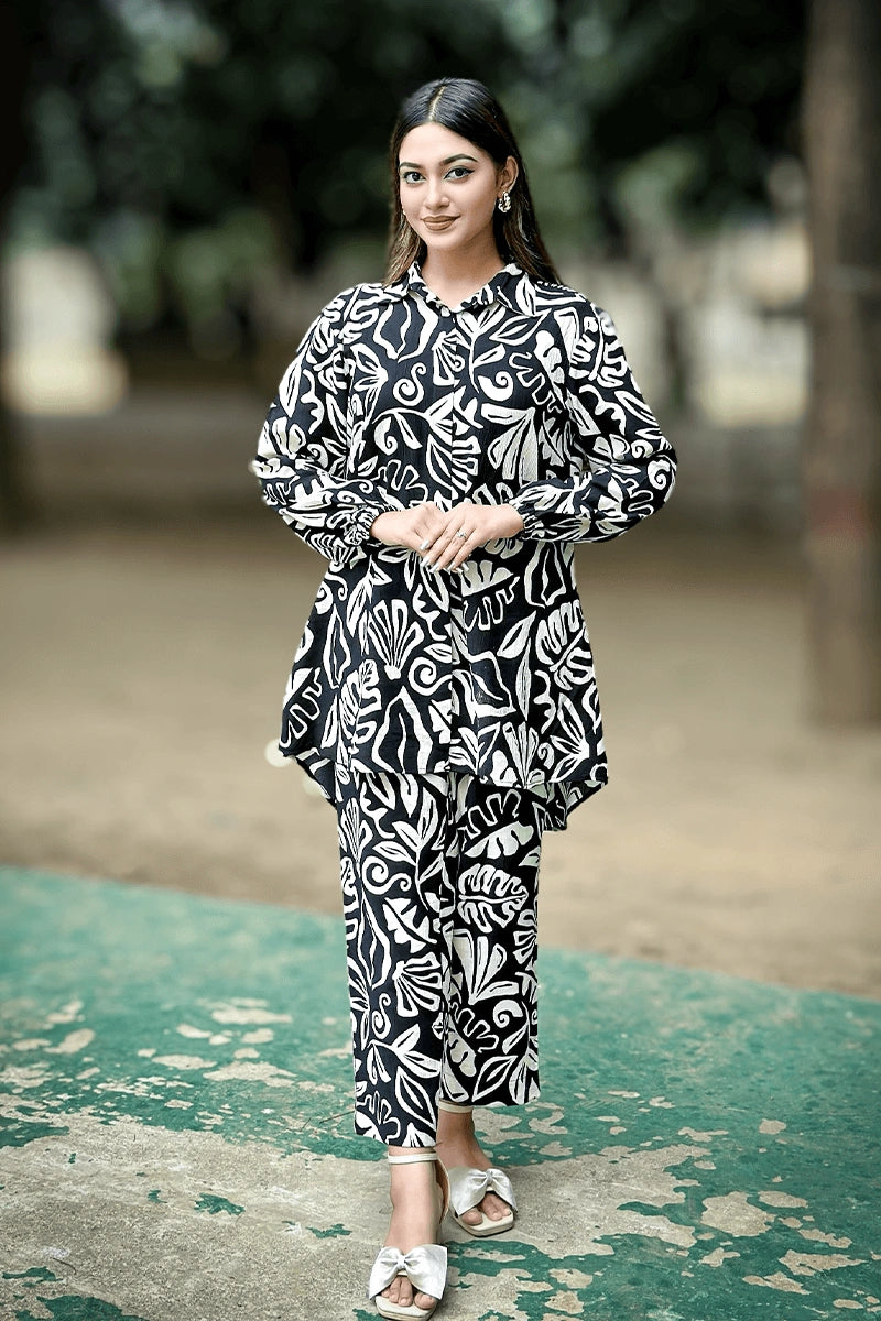 Showstopper Noir Leaf Loose Fitted Co-ord Set 1224 000367