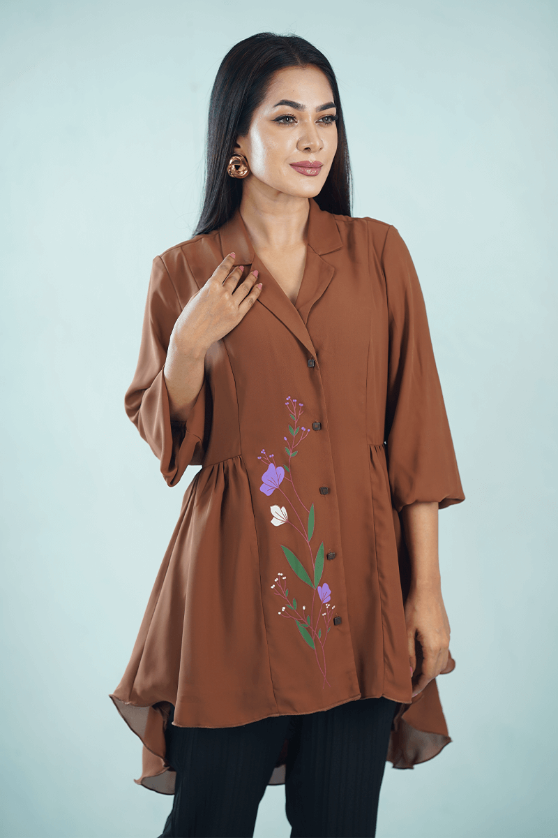 Showstopper Cocoa Petal Luxe Tunic Kurti 1224 000348