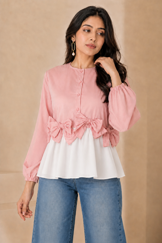 Showstopper Bow Blush Top 0626 000528