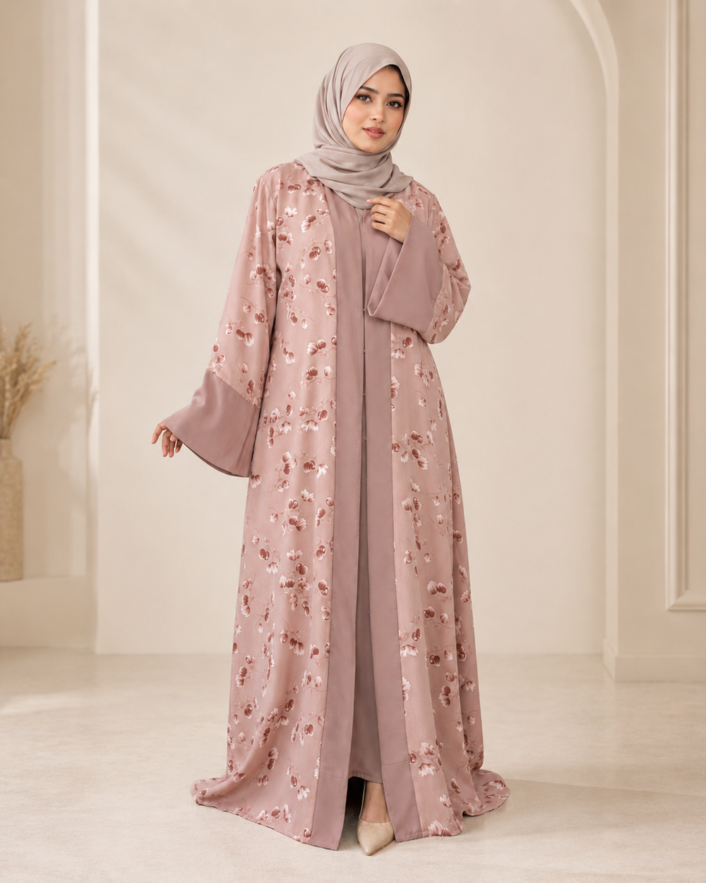 Hiba Cinnamon Floral Abaya 0726 000553